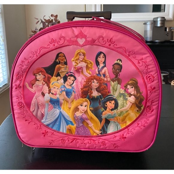 Disney Store 11 Princess Rolling Luggage Kids Pink Travel Suitcase 16 x 14.5 x 7 - Picture 16 of 16